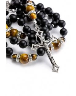 Matte Onyx, Eye Of Tiger Beads, Strass Rings, Sterling Silver