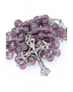 Sweet Violet Murano Glass Rosary - Baroque Crucifix