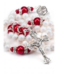 Venetian Red And Pearls Rosary