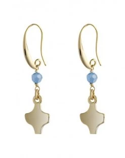 Gold Sky Blue Crystal Earrings
