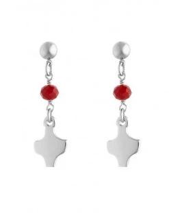 Silver Red Crystal Earrings