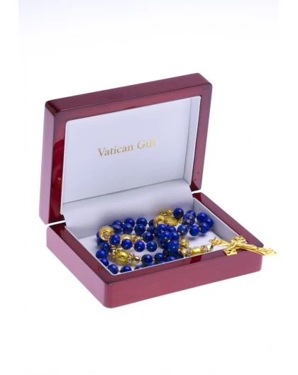 Navy Blue Lapislazuli And Gold Rosary 3 Navy Blue Lapislazuli And Gold Rosary - Image 3