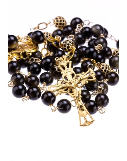 Variegate Dark Obsidian Gold Plated Black Zircons Beads, Sterling Silver Gold Plated 1 Variegate Dark Obsidian Gold Plated Black Zircons Beads, Sterling Silver Gold Plated