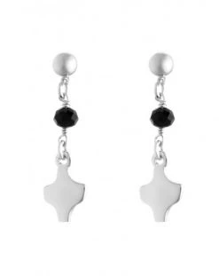 Silver Black Crystal Earrings