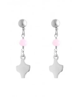 Silver Pink Crystal Earrings