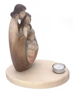 Hadcarved Wooden Nativity With Candle