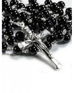 Black Onyx Rosary With Solid Crucifx 6mm Beads