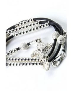 Sterling Silver Rosary Necklace - Rubber Rope