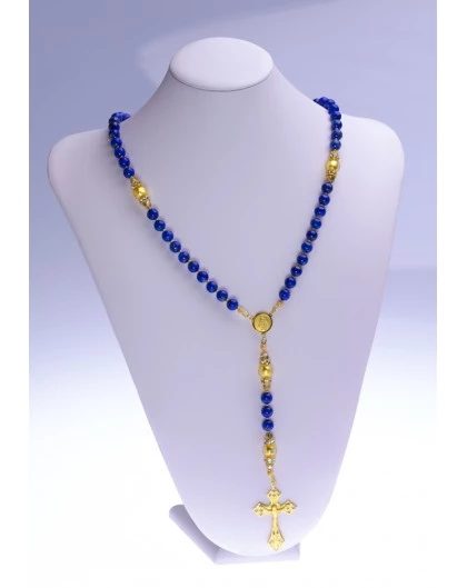 Navy Blue Lapislazuli And Gold Rosary 6 Navy Blue Lapislazuli And Gold Rosary - Image 6