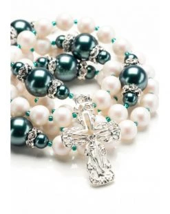 Satin Pearls, Ancient Green Beads Rosary