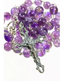 Violet Amethyst Silver Rosary