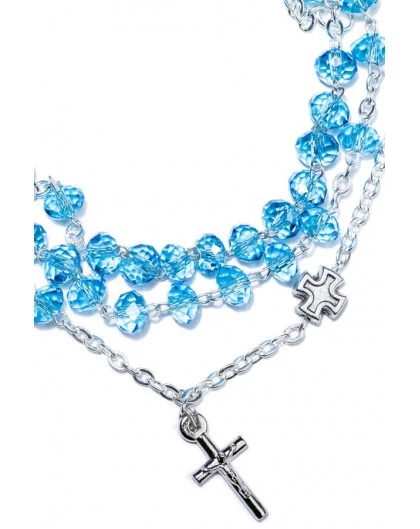 Sky Blue Crystal Rosary Long Bracelet 2 Sky Blue Crystal Rosary Long Bracelet - Image 2