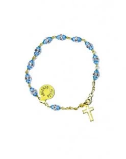 Sky Blu Strass Gold Rosary Bracelet