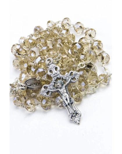 Smoke Faceted Glass Rosary 1 Smoke Faceted Glass Rosary