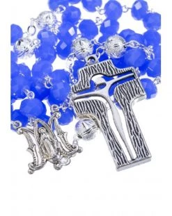 Crystal And Silver Paters Design Rosary - Cobalt