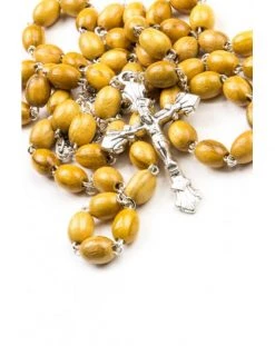 Ulive Wood Rosary With Metal Crucifix