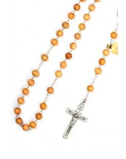 Olive Wood Rosary - Modern Crucifix