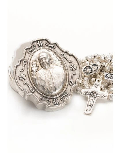 Pope Francis Rosary With Rosary Box - Silver -vaticangift online store unnamed file 1755