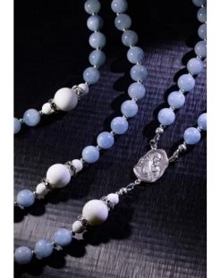 Aquamarine And White Shell Rosary
