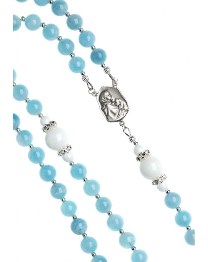 Aquamarine And White Shell Rosary 3 Aquamarine And White Shell Rosary - Image 3
