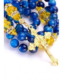 Sunflower And Capri Blue Rosary