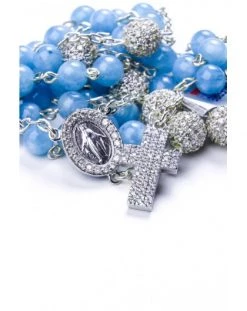 Angelite And Zircons Sterling Silver Rosary