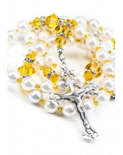 Sunflower And Pearls Rosary