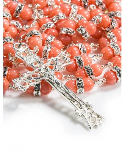 Coral Strass Rosary 2 Coral Strass Rosary - Image 2