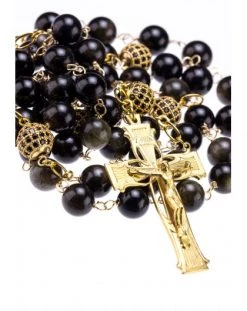 Variegate Dark Obsidian Gold Rosary
