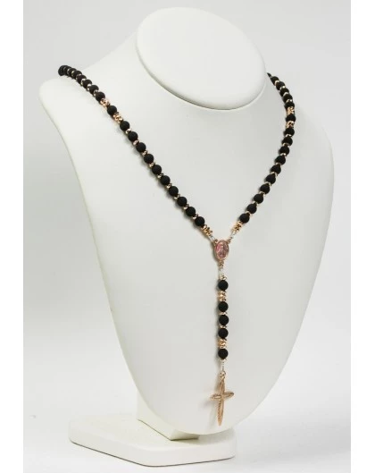 Lava Black Beads And Silver Pink Gold Plated 1 Lava Black Beads And Silver Pink Gold Plated