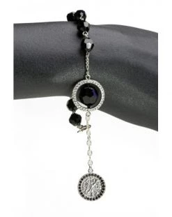 Swarowski Black Crystal With Strass Ring Rosary Bracelet