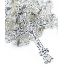 All Clear Crystal With Strass Beads Silver Rosary