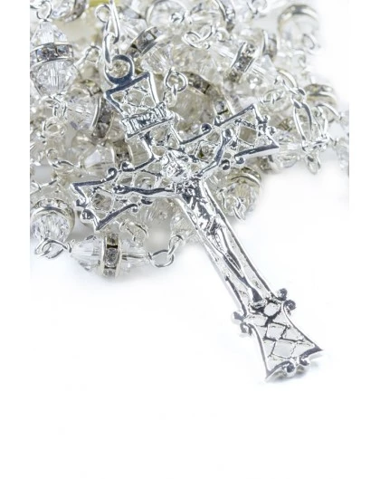All Clear Crystal With Strass Beads Silver Rosary 1 All Clear Crystal With Strass Beads Silver Rosary