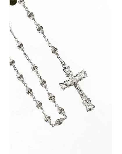 All Clear Crystal With Strass Beads Silver Rosary 2 All Clear Crystal With Strass Beads Silver Rosary - Image 2