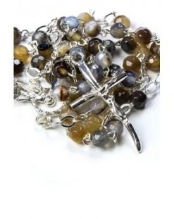 Brown Variegate Agate Sterling Silver Necklace