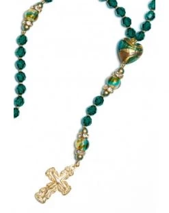 Emerald Crystals And Murano Glass Rosary Necklace