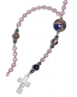 Light Amethyst Crystals And Murano Glass Rosary Necklace