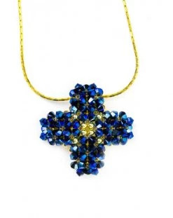 Blue And Gold Cross Necklace