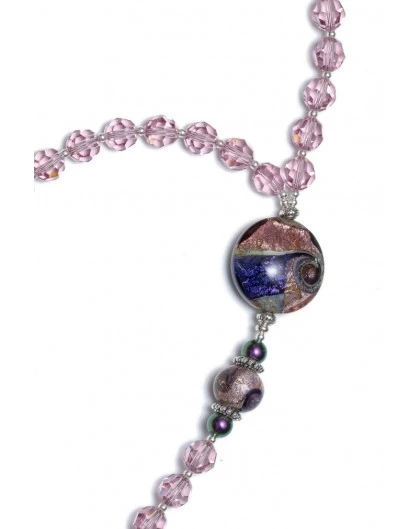 Light Amethyst Crystals And Murano Glass Rosary Necklace 3 Light Amethyst Crystals And Murano Glass Rosary Necklace - Image 3