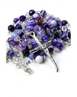 Violet Variegate Agate Sterling Silver Necklace