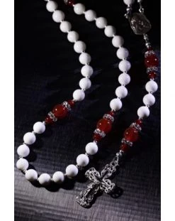 White Shell And Red Corniola Rosary -vaticangift online store unnamed file 495