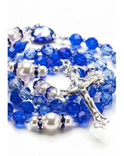Shade Of Blue Crystals And Pearls Rosary