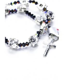 Black Crystal On Silver Mount Bracelet