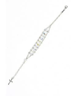 Double Chain Swarowski Clear Crystal Rosary Bracelet