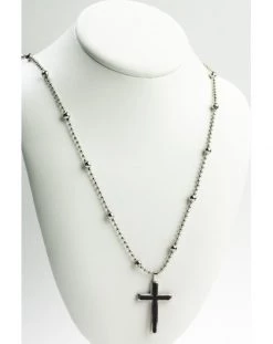 Metal Necklace With Black And Steel Crucifix