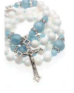 White Shell Aquamarine Rosary