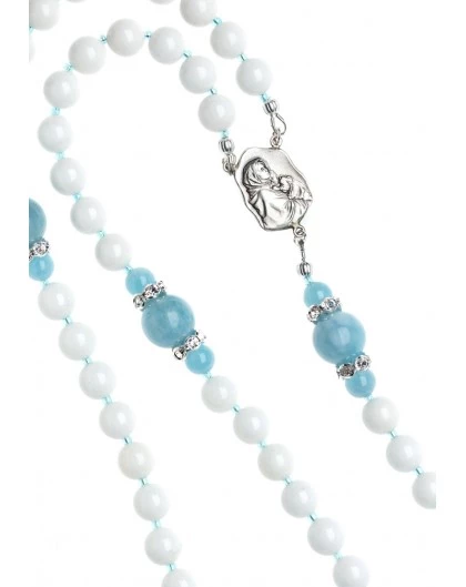 White Shell Aquamarine Rosary 3 White Shell Aquamarine Rosary - Image 3