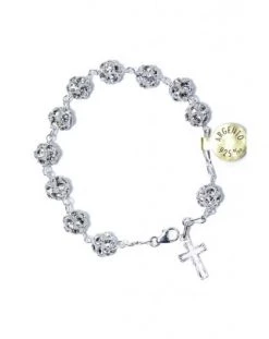 All Silver Strass Rosary Bracelet
