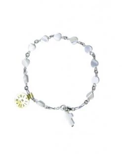 Hearts Mother Of Pearl Rosary Bracelet