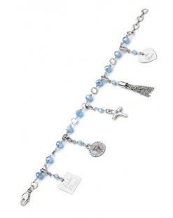 Charms Crystal Bracelet - Light Blue - Metal Silver